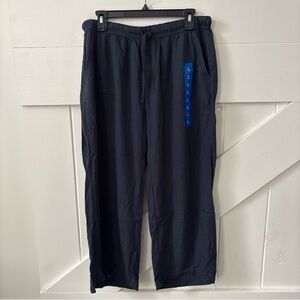 Splendid Womens Cropped Wide Leg Drawstring Pants w Pockets Size Large Navy